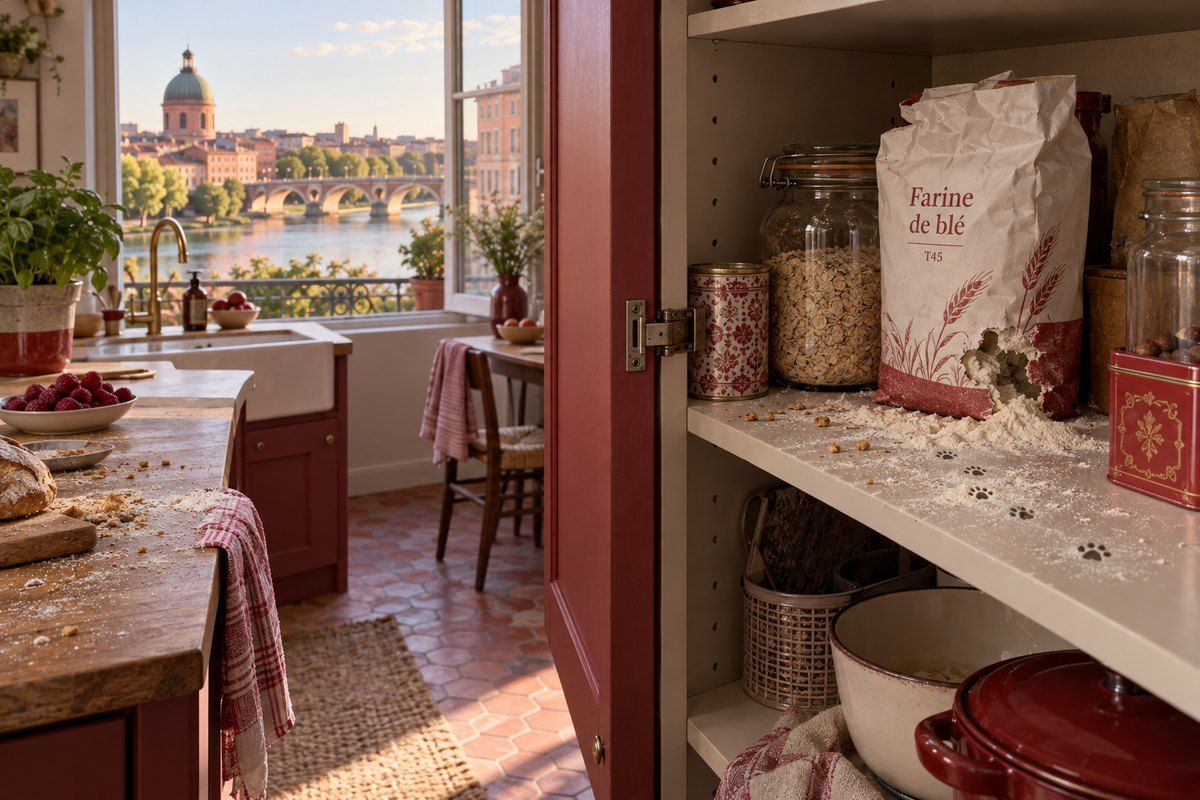 Vérification sous les meubles d'une cuisine toulousaine